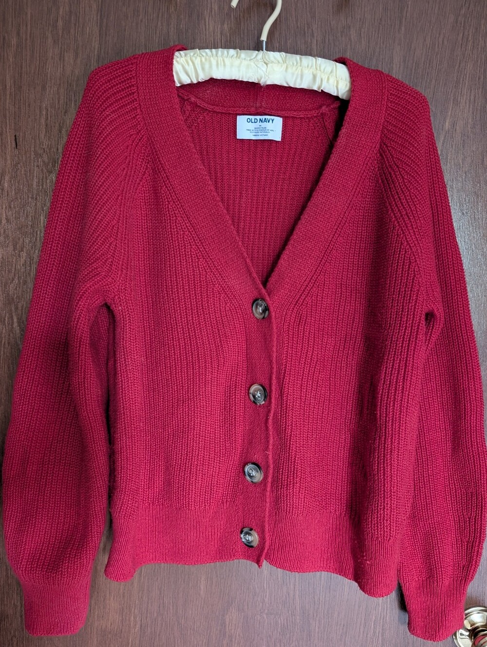 Old Navy Women's Red V-Neck Button Cardigan Sweater
